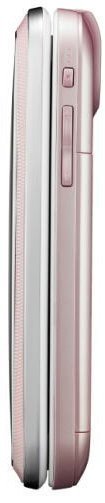 Pantech Impact slider phone shown side-by-side in white and pink, closed position displaying front and side profiles