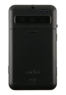 PCD MSGM8 smartphone, rear view, showing black casing with speaker grille and Cricket branding