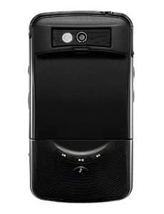 PCD Razzle phone, rear view, black with curved bottom section and dual camera lens at top