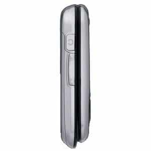 Side view of the closed PCD TXTM8 flip phone, showing its slim profile and two side buttons for easy access.