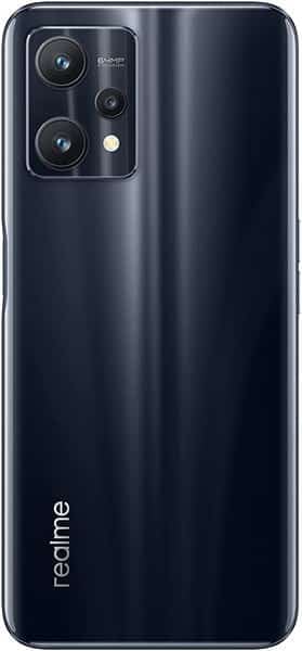 Realme 9 Pro rear view, dark blue finish with triple camera setup and Realme logo