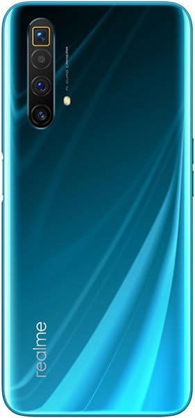 Realme X3 SuperZoom rear view, teal gradient finish with quad camera setup on left edge