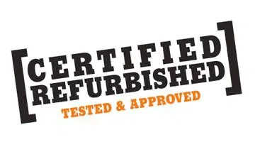 Certified refurbished stamp with "tested & approved" text in orange below