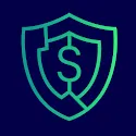Front view of a green shield outline with 'S' on dark blue, representing robocall protection for phones and tablets.