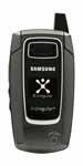 Samsung D407 flip phone, front view, closed position showing display screen and keypad