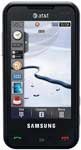 Samsung Eternity front view displaying home screen with icons and widgets on black display