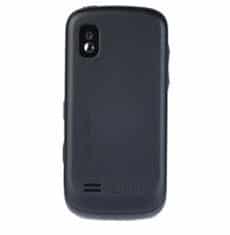 Samsung Forever smartphone, rear view, showing dark gray back panel with camera and speaker