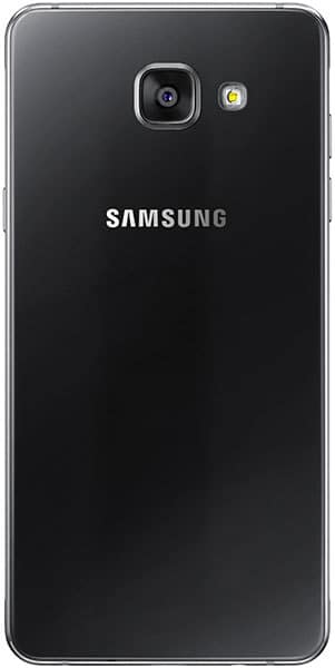 Samsung Galaxy A5 (2016) rear view, black with camera and flash visible