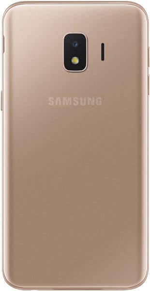 Samsung Galaxy J2 Core rear view, gold finish, showing single camera and flash