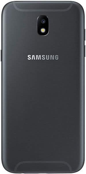 Samsung Galaxy J5 (2017) rear view, black, showing camera and Samsung logo
