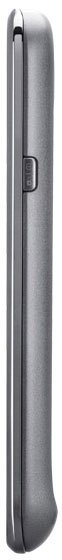 Samsung Galaxy S 4G phone, side view, showing black textured casing and volume control buttons