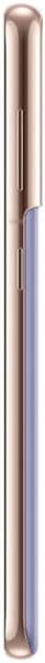 Samsung Galaxy S21 rear view, rose gold and lavender color, displayed vertically