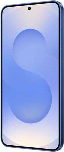 Samsung Galaxy S25 front view with blue gradient display and centered camera hole