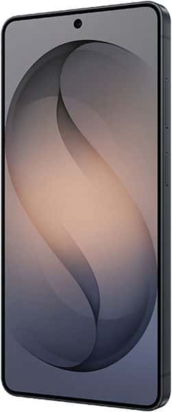 Samsung Galaxy S26 Ultra front view with display screen showing abstract curved design wallpaper