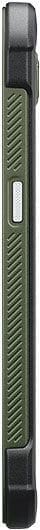 Samsung Galaxy S5 Active rear view, showing black and green textured back panel with protective casing and side grip