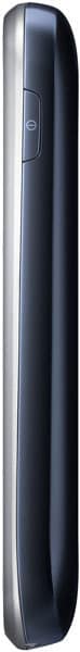 Samsung Galaxy Star, side view, showing dark blue curved body and narrow profile