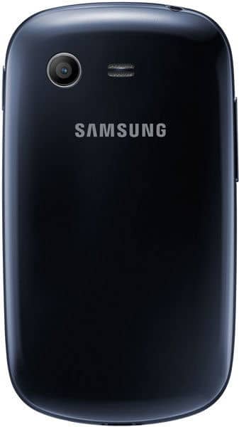 Samsung Galaxy Star rear view, showing dark blue curved back with camera lens and Samsung branding
