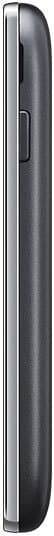 Samsung Galaxy Stardust phone, side view, showing dark metallic finish and volume controls