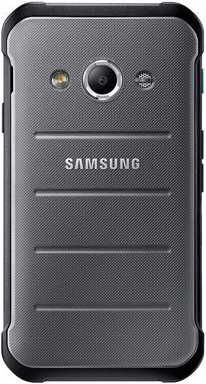 Samsung Galaxy Xcover 3 rear view, showing textured dark gray back panel with camera and Samsung branding