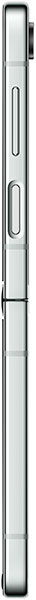 Samsung Galaxy Z Flip5 folded closed, side view showing the elongated rectangular form factor with visible hinge and button placement