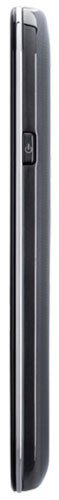 Samsung Mesmerize i500, side view showing dark gray phone with curved edges and control buttons