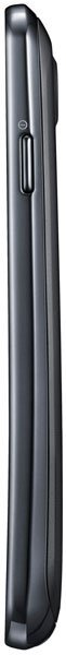Samsung Galaxy S Advance, side profile view, black smartphone with curved edges and rounded corners