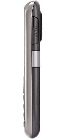Samsung Jack i637 mobile phone, side view, showing dark gray and silver casing with controls along the edge