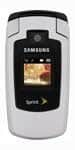 Samsung m500 flip phone, open position, showing small screen and keypad on outside