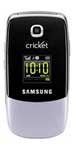 Samsung MyShot R430 flip phone, front view, with small external screen displaying time and closed clamshell design in black and silver