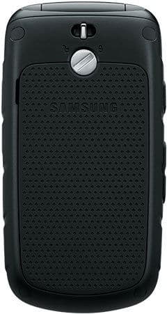 Samsung Rugby 4 phone, rear view, showing black textured back panel with speaker grille and camera lens