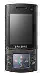 Samsung S7330 mobile phone, front view, with small screen and navigation buttons below display