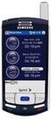 Samsung SCH-i830 mobile phone, front view, with dark blue face and white bottom section