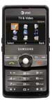 Samsung Access front view showing black phone with screen displaying app icons and physical keypad below