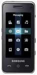 Samsung SGH-F490 phone, front view, with screen displaying app icons and status information