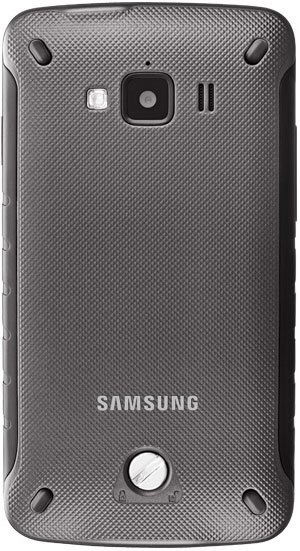 Samsung Rugby Smart rear view showing textured gray back panel with camera lens and Samsung branding