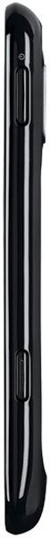 Samsung Focus S smartphone, side view, black with curved edges and control buttons visible