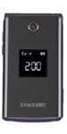 Samsung T336 flip phone, closed position, showing front display with time and battery indicator