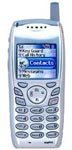 Sanyo 4920 mobile phone, front view, with blue display screen and numeric keypad