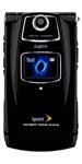 Sanyo Katana flip phone, open position, showing front screen with blue display and numeric keypad