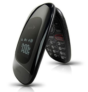 Sanyo Vero flip phone, front and open views, showing closed exterior display and open interior keypad with buttons
