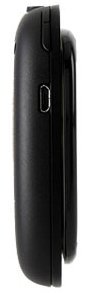 Sharp Kin One phone, side view, showing slim black profile with power button and curved edges