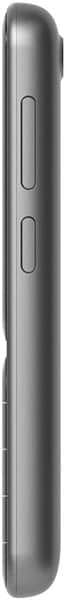 Side view of the gray Sidephone SP-01 phone with two rectangular side buttons and a rounded edge visible.