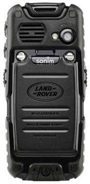 Sonim Land Rover S1 rugged phone, front view, with reinforced black casing, physical buttons, and Land Rover branding