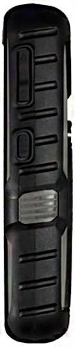 Sonim XP3340 Sentinel rugged phone shown from the side, displaying its black cylindrical body with raised grip ridges and a silver panel near the bottom