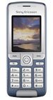 Sony Ericsson K310a phone viewed from the front, showing small screen displaying landscape image and numeric keypad below