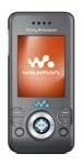 Sony Ericsson W580 Walkman phone shown from the front, displaying orange screen with Walkman logo and navigation controls below
