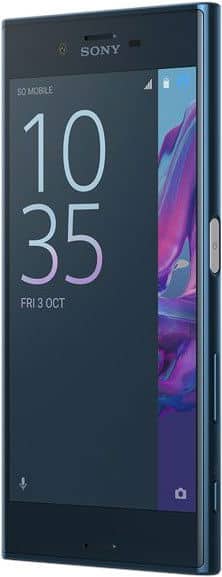 Sony Xperia XZ smartphone shown from the front, displaying the lock screen with time 10:35 and date Friday October