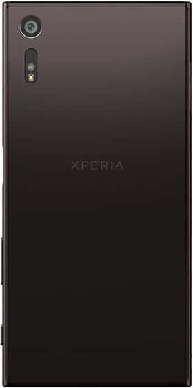 Sony Xperia XZ rear view showing dark back panel with dual camera and flash modules at top left
