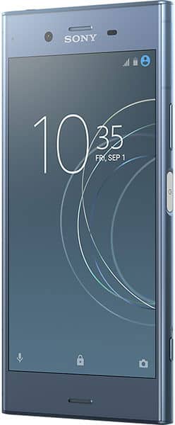 Sony Xperia XZ1 front view with screen displaying time 10:35, date Friday September 1, and curved design elements