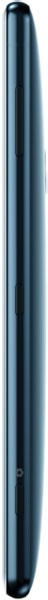 Sony Xperia XZ2 rear view, showing a sleek dark blue curved smartphone body photographed against a white background